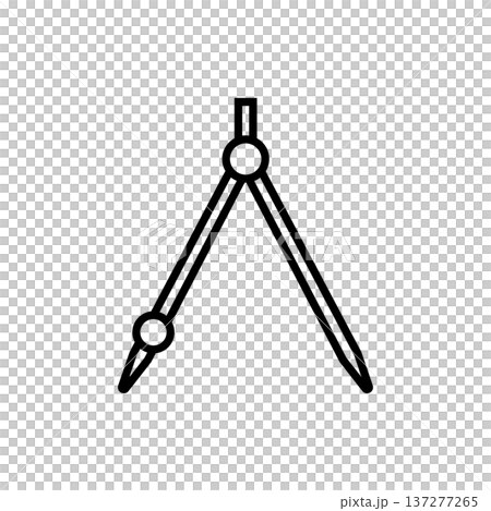製図や学習に使うコンパスのシンプルな線画アイコン素材 137277265