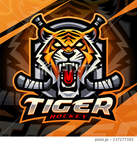 Tiger hockey esport mascot logo design Tiger hockey esport mascot logo design 137277385