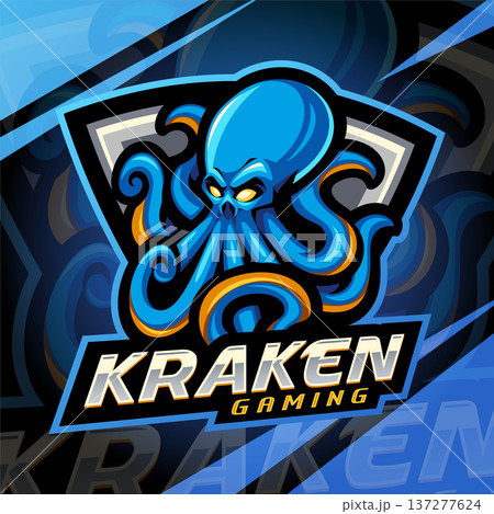 Kraken esport mascot logo design 137277624
