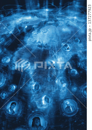 世界地図と人物アイコンのネットワーク グローバル連携 137277923