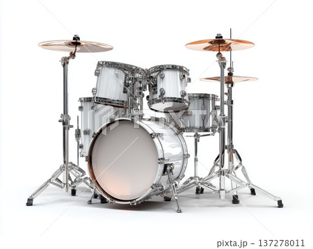 白背景の3Dドラムセット正面ビュー 137278011