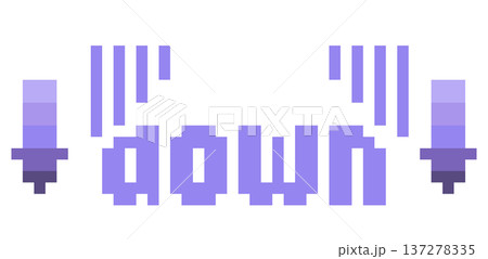 ドット絵の矢印アイコンと文字,透過背景,DOWN ドット絵の矢印アイコンと文字,透過背景,DOWN 137278335