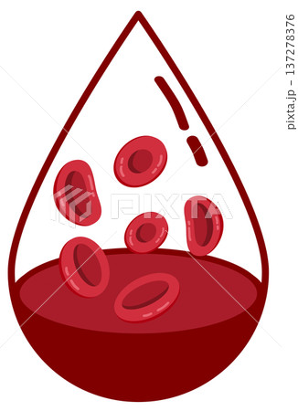 Blood Drop Illustration - Red Blood Cells Inside a Liquid Droplet Blood Drop Illustration - Red Blood Cells Inside a Liquid Droplet 137278376