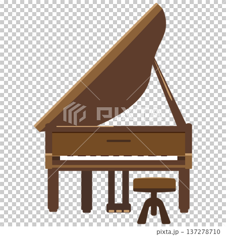 Illustration of an antique wooden grand piano and chair Illustration of an antique wooden grand piano and chair 137278710