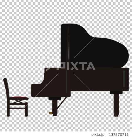 Illustration of a cute grand piano seen from the side Illustration of a cute grand piano seen from the side 137278711