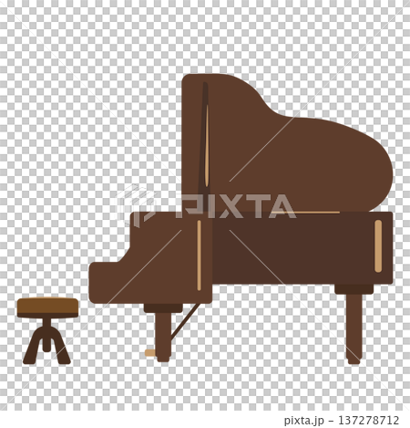 Side view of an antique wooden grand piano Side view of an antique wooden grand piano 137278712