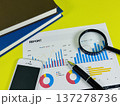 カラフルなグラフとスマホ、虫眼鏡 137278736