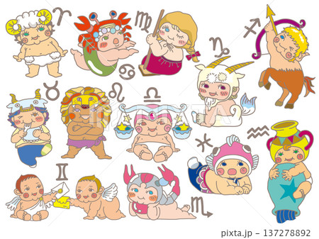 12星座に扮した子供のイラストアイコン 12星座に扮した子供のイラストアイコン 137278892