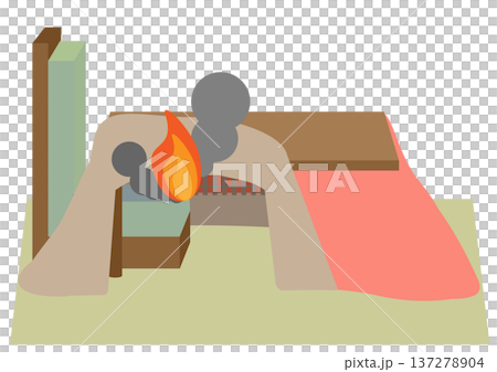 圖示：由於座椅被推入與加熱器接觸而引發暖桌火災的原因。 137278904