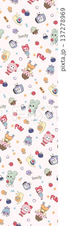 seamless pattern with cartoon fish 137278969