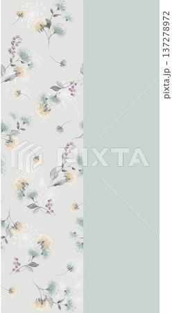 watercolor painting of leaf and flowers, seamless 137278972