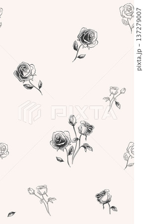 seamless pattern with roses 137279007