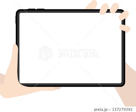手で持ってタブレット画面見せる 137279392