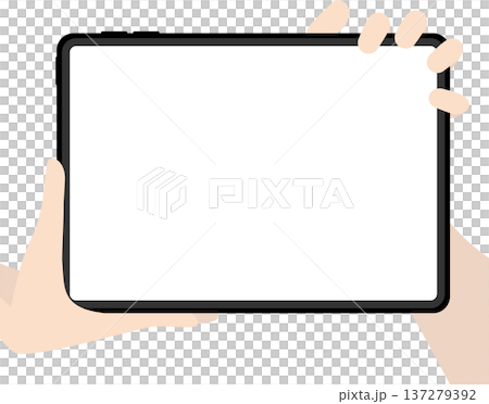 手で持ってタブレット画面見せる 137279392