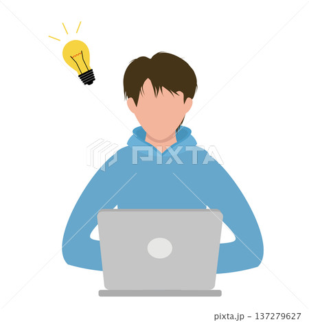 ひらめきの若い男性　イラスト 137279627