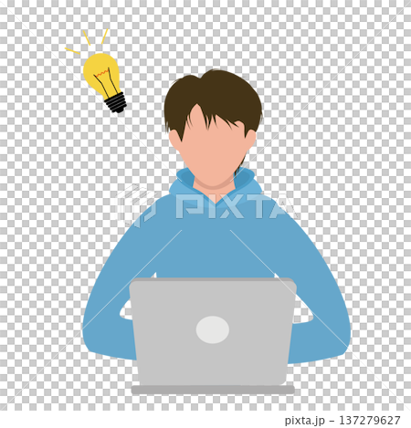 ひらめきの若い男性　イラスト 137279627