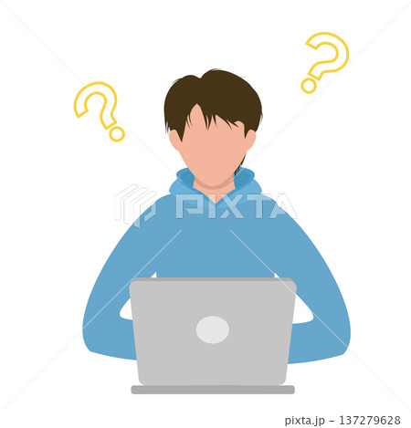 パソコンを使って考える若い男性 137279628
