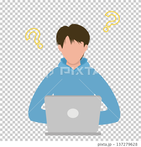 パソコンを使って考える若い男性 137279628
