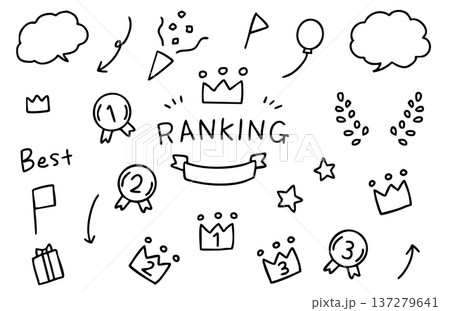 線画のかわいい手描き風のランキング素材 137279641