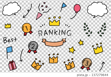 Cute hand-drawn ranking material Cute hand-drawn ranking material 137279644