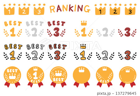 かわいい手描き風の1位と2位と3位のランキング素材 かわいい手描き風の1位と2位と3位のランキング素材 137279645