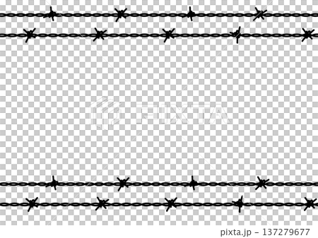 Barbed wire frame arranged vertically to represent security, isolation, prohibitions, crime prevention, and no entry 137279677