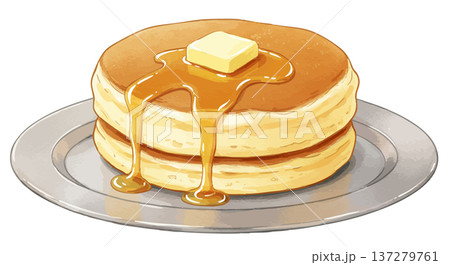 皿に乗ったホットケーキ 137279761