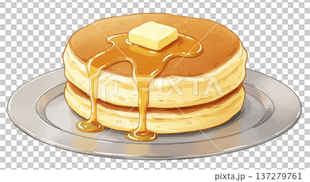 皿に乗ったホットケーキ 137279761