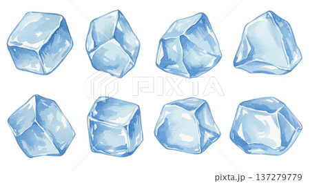 水彩で描いた氷のイラスト 137279779