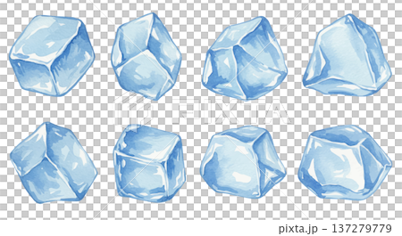 水彩で描いた氷のイラスト 137279779