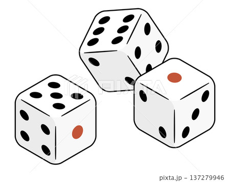 太枠のアウトラインがある3つのサイコロセットイラスト 太枠のアウトラインがある3つのサイコロセットイラスト 137279946