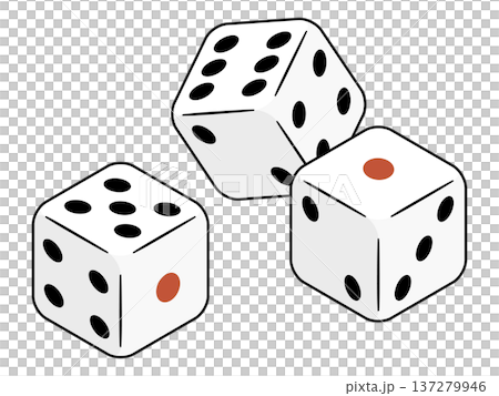 太枠のアウトラインがある3つのサイコロセットイラスト 太枠のアウトラインがある3つのサイコロセットイラスト 137279946