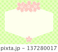 桜イラストが入った落ち着いた色合いの上品なフレーム　緑色の市松模様 137280017