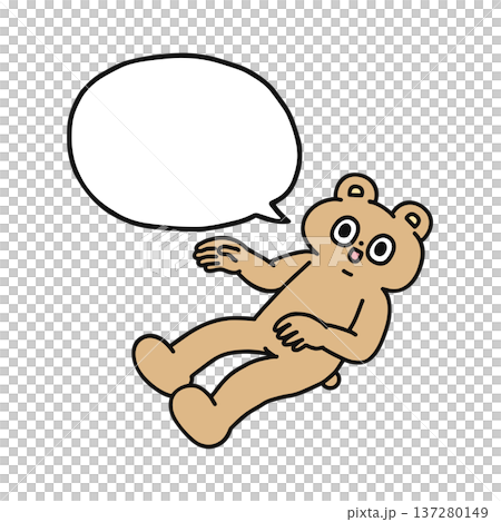 ふんわり浮くゆかいなクマと吹き出し ふんわり浮くゆかいなクマと吹き出し 137280149