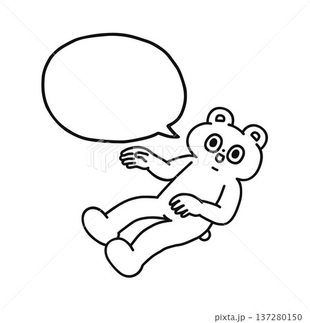 ふんわり浮くゆかいなクマと吹き出し 線画 ふんわり浮くゆかいなクマと吹き出し 線画 137280150