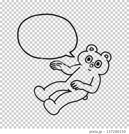 ふんわり浮くゆかいなクマと吹き出し 線画 ふんわり浮くゆかいなクマと吹き出し 線画 137280150