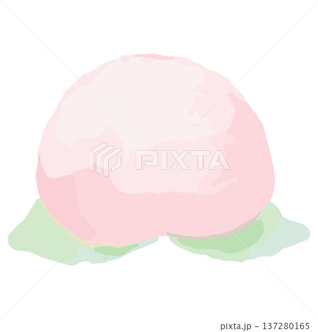 幼稚園・保育園向け 9月のやさしい水彩挿絵イラストシリーズ｜桃 137280165