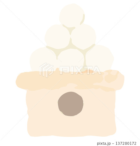 幼稚園・保育園向け 9月のやさしい水彩挿絵イラストシリーズ｜月見団子 137280172