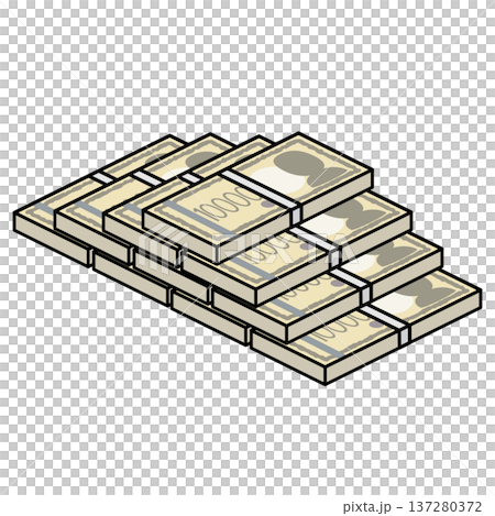 一疊10000日圓鈔票的示意圖 137280372