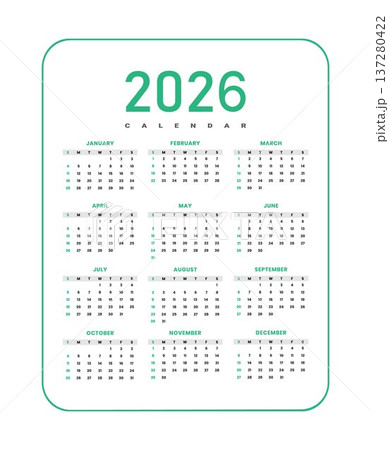 Minimalist 2026 full year calendar template Minimalist 2026 full year calendar template 137280422