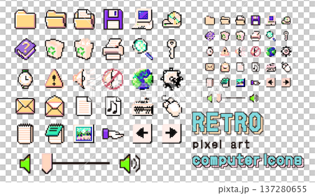 復古電腦風格像素藝術圖示集 137280655