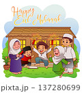 happy family celebrating eid mubarak 137280699