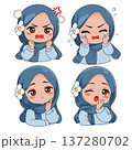 muslim hijab emoticon cartoon set collection 137280702