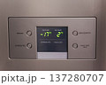 Display with set temperature of minus 17 degrees Celsius for freezer and plus 2 degrees for refrigerator.  137280707