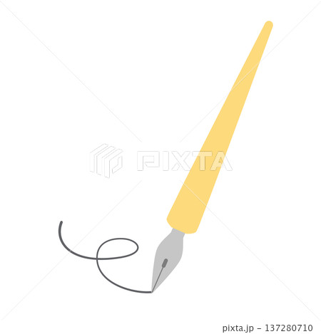 線を描く黄色い軸のつけペンのイラスト カブラペン 線なし 線を描く黄色い軸のつけペンのイラスト カブラペン 線なし 137280710