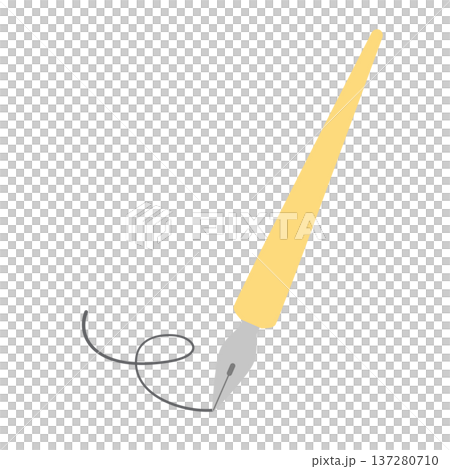 線を描く黄色い軸のつけペンのイラスト カブラペン 線なし 線を描く黄色い軸のつけペンのイラスト カブラペン 線なし 137280710