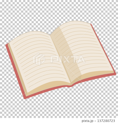 一幅簡單的打開的書的插圖，從某個角度看去，彩色，無線條。 137280723