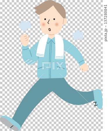 一名男子為了健康而慢跑 137280841