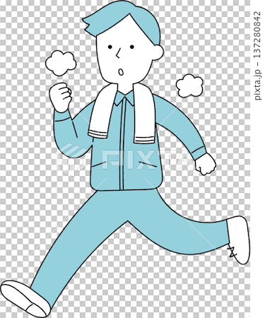 Men jogging for health, monochrome 137280842