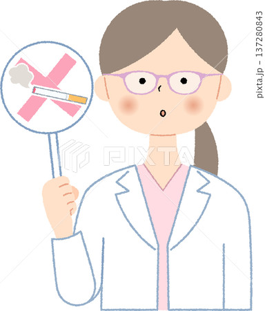 禁煙を呼びかける若い女性医師 137280843